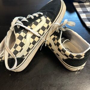 Vans Black and White checkered Pattern Sneakers